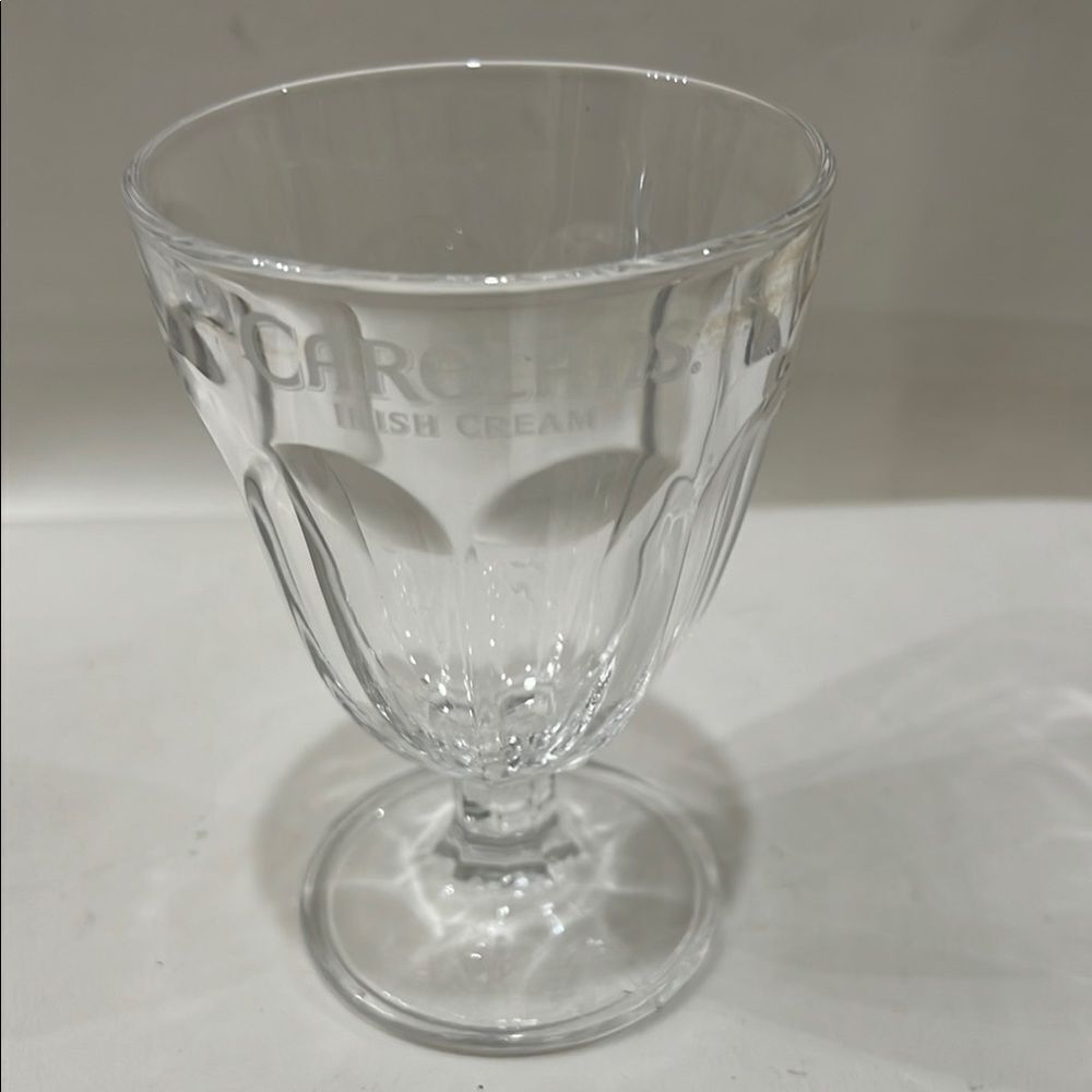 Carolans Irish Cream Whisky Glass Goblet Clear Ribbed Stemmed Drinkware Dining